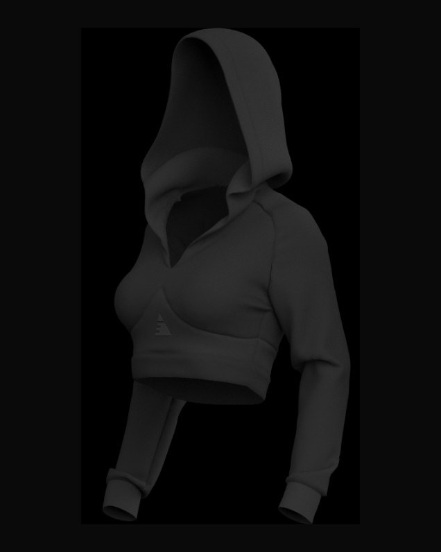 Cropped Hoodie, three-quarter view